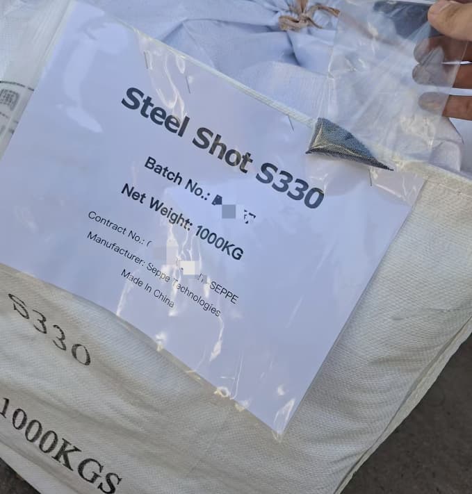 Steel abrasive packaging with product identification