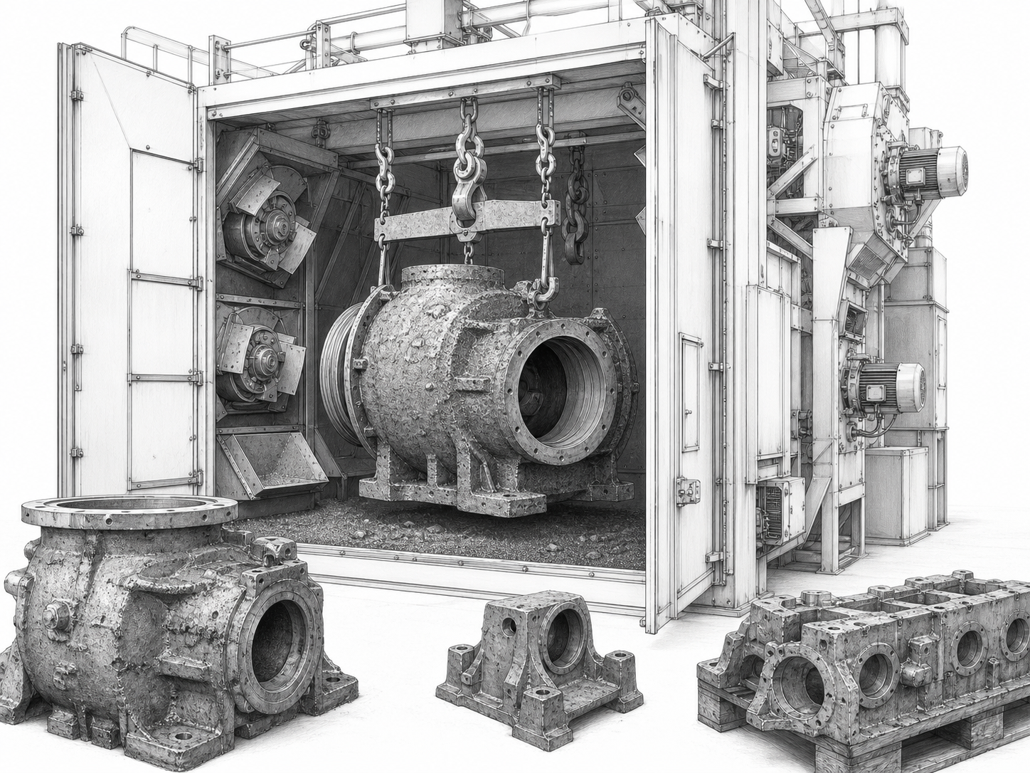 Double quenched steel shot for heavy foundry casting cleaning