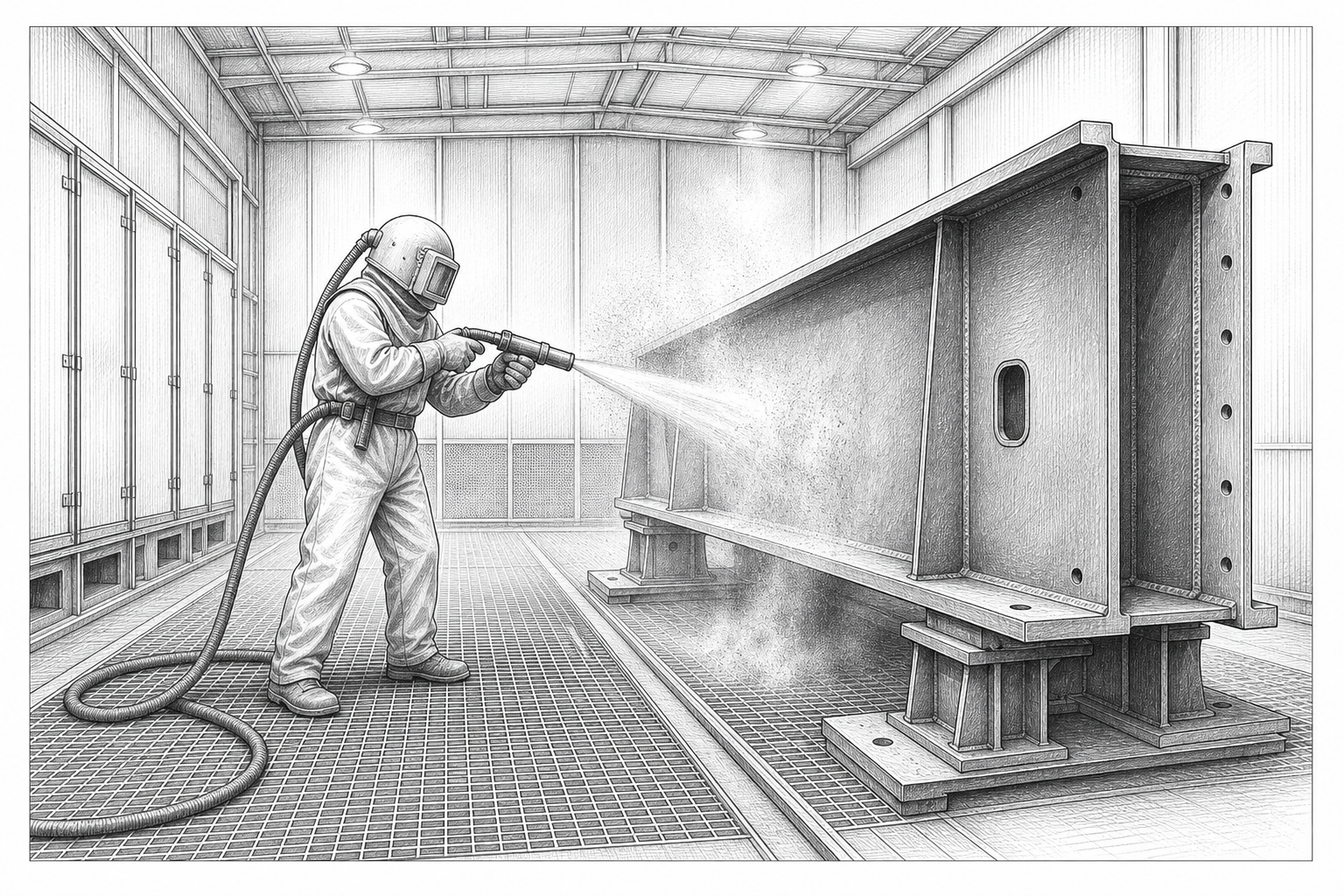 Steel shot for blasting room and large steel structure surface treatment