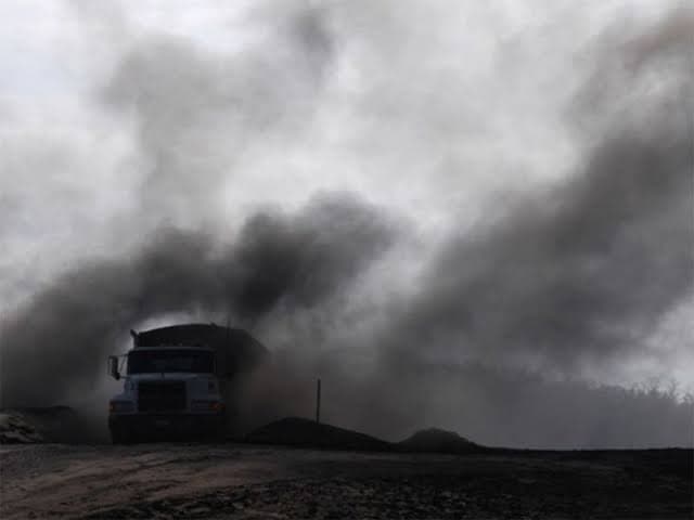 Airborne ash dust illustrating improper fly ash management