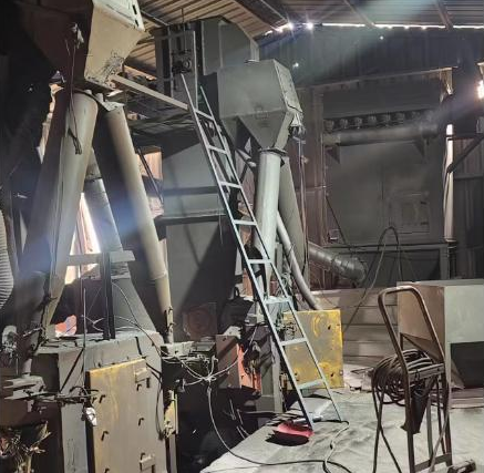 Steel grit quenching line for heat treatment control