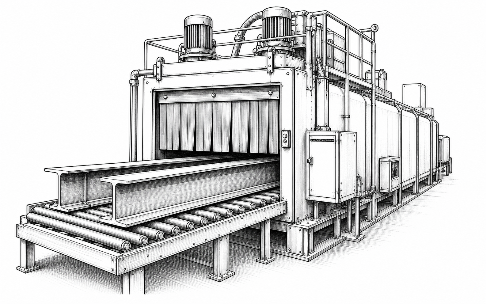 Steel shot for H-beam and steel structure shot blasting line