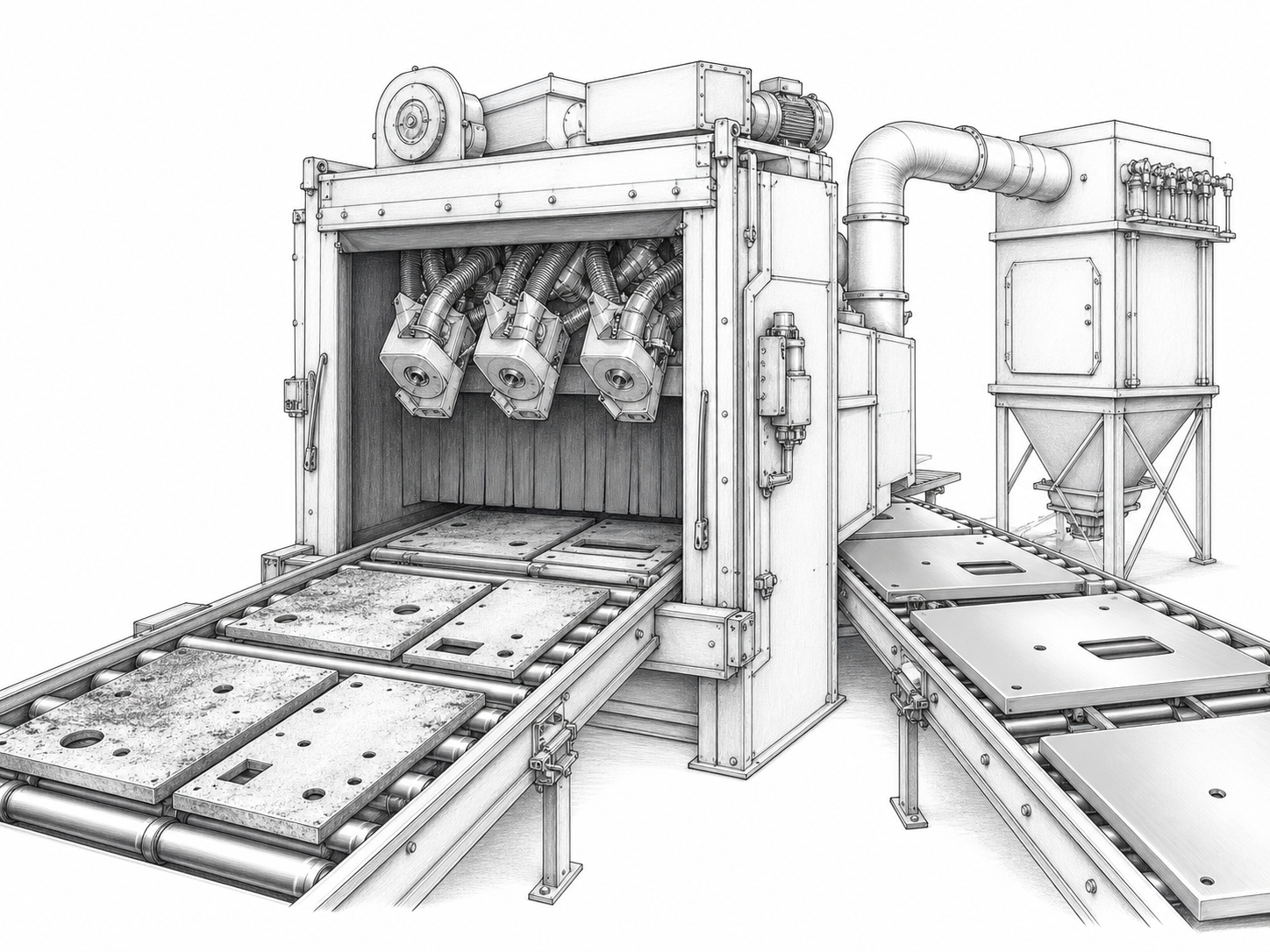 Double tempered cast steel shot for coating pretreatment
